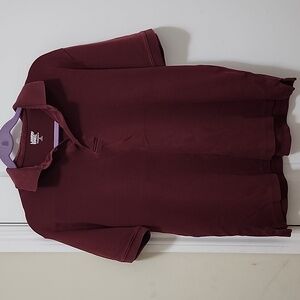 LANDS END Men's Short Sleeve Burgundy Polo Size Medium